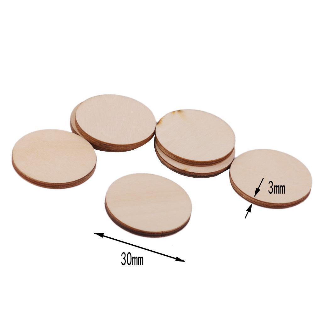 80 Pieces 30mm 40mm Round Disc Unfinished Wood Cutout Circles DIY Art Craft