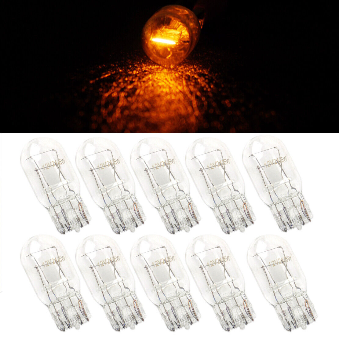 10x T20 7443 W21/5W R580 Clear Glass DRL Turn Signal Brake Tail Light Bulb Li