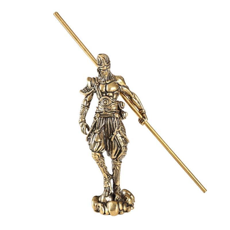 Brass Monkey King Statue Chinese Tradition Ancient Home Bedroom Book Room Decor