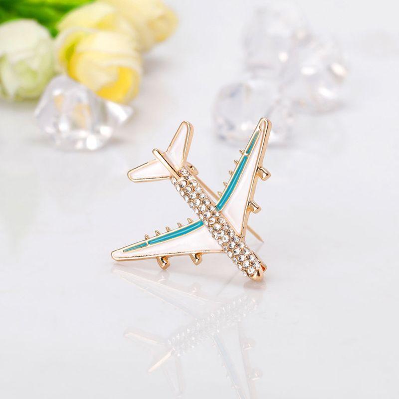 Creative Plane Brooch Airplane Enamel Charms Badge Banquet Scarf Pins for Teens