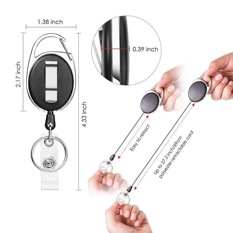 20 Pack Retractable Badge ID Card Holders with Carabiner Reel Clips Keychains