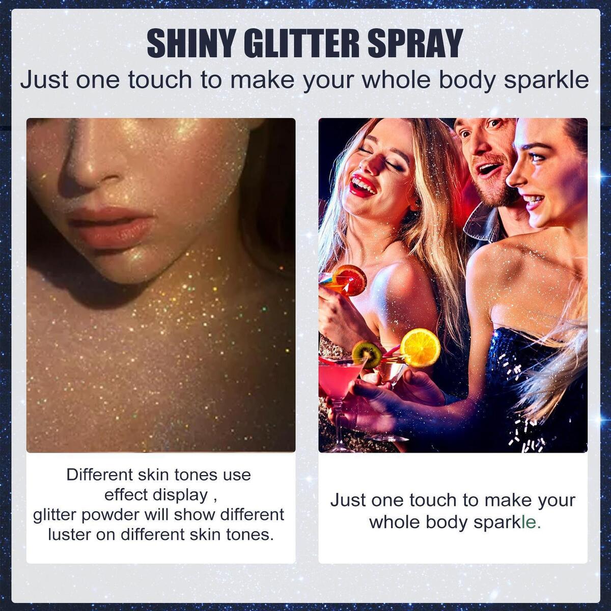 Hair Body Glitter Spray Face Highlighter Long Lasting Glow for Festival Rave