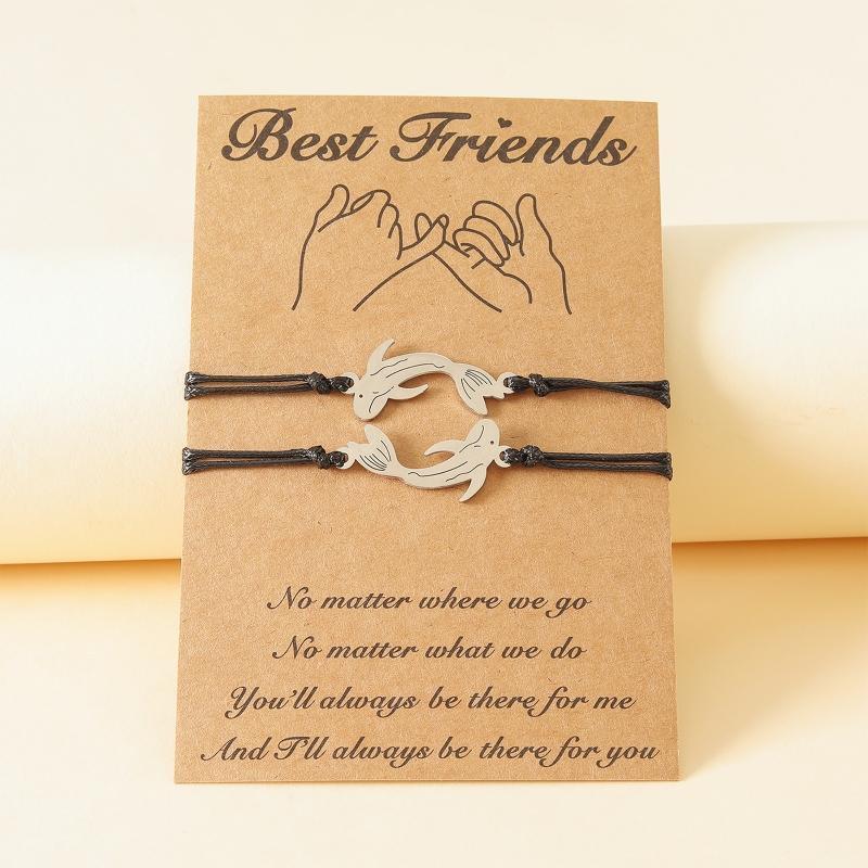 2x Promise Bracelets Best Friend Couples Bracelet Adjustable Cord Girlfriend