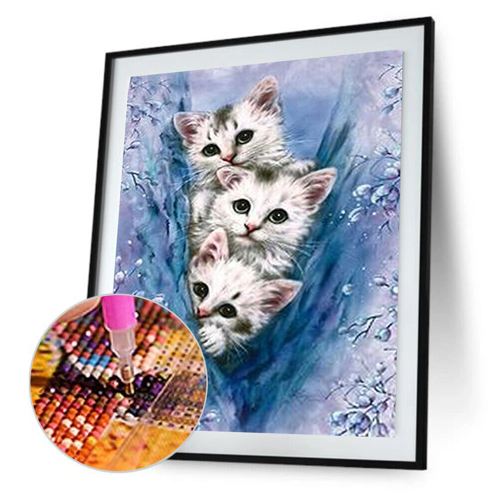 Three Cats 5D DIY Diamond Painting Cross Stitch Embroidery Home Decor Craft