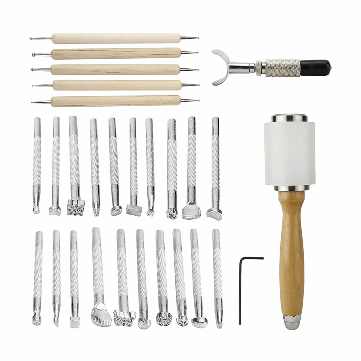 27x Leather Craft Tool Kit  Cutter Sewing Punch Tool Stitching Manual