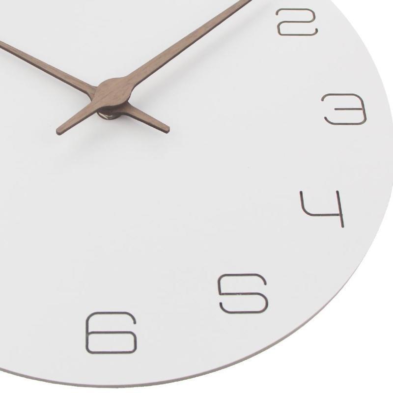 11 Inches Round Wooden Wall Clock Battery Operated Silent Non-Ticking for Office