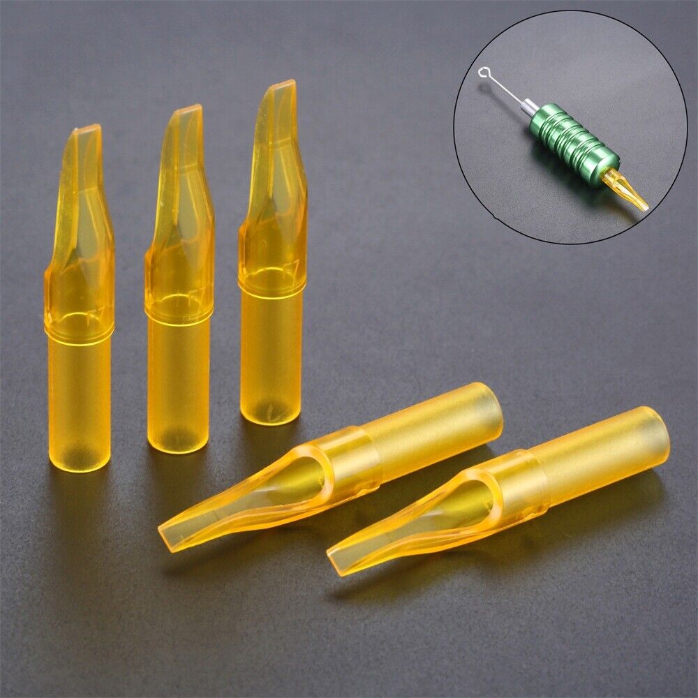 20x Yellow Tattoo Disposable Nozzle Tip 5FT 7FT 9FT 11FT Tattoo Body Art Supply