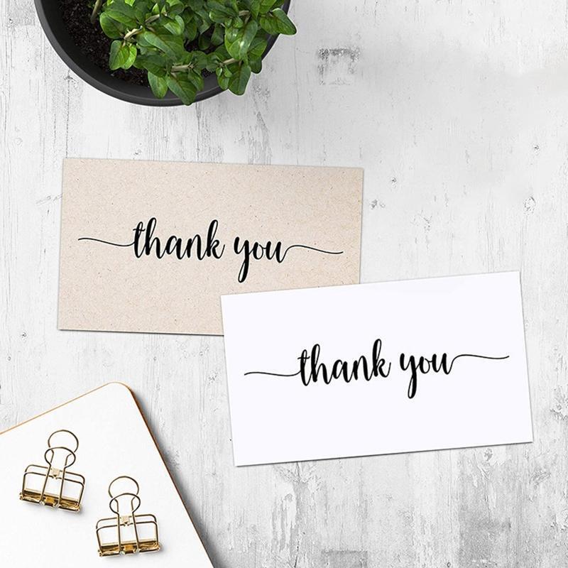 White Thank You Cards 50Pcs Message Greeting Black Letters Note Card