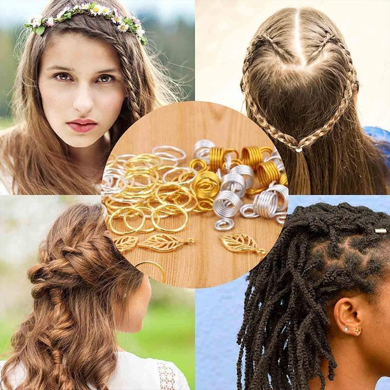 Metal Hair Cuffs Dreadlocks Beads Pendant Hair Tube Bead Hair Coils Ring Decor