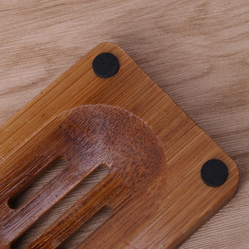 Natural Bamboo Wooden Bathroom Shower Soap Dish Storage Holder Plate Tray