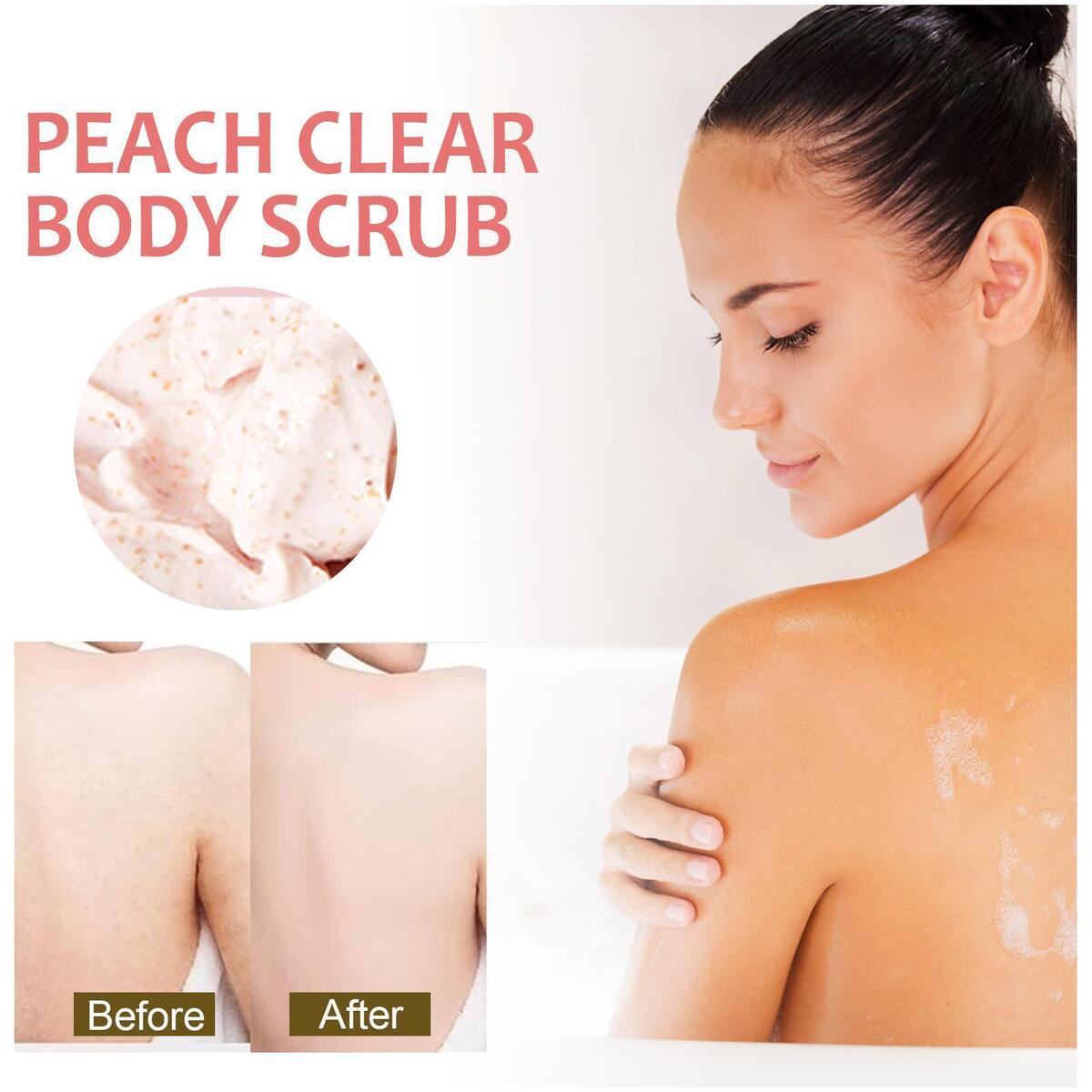 Natural Sugar Peach Clear Body Scrub, 100G Hydrating Gentle Formula Refreshing