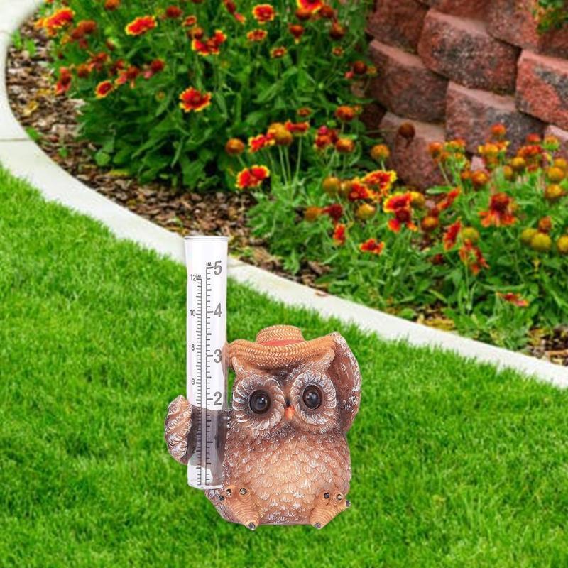 Garden Statues Owl Rain Gauge Outdoor Garden Decor Decorative Sculpture For Kids