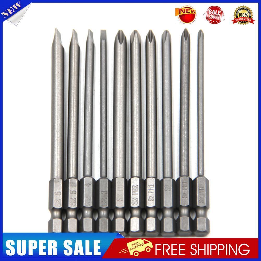 10pcs 100mm Hex Shank Anti Slip Screwdriver Bits Magnetic Driver Batch Head