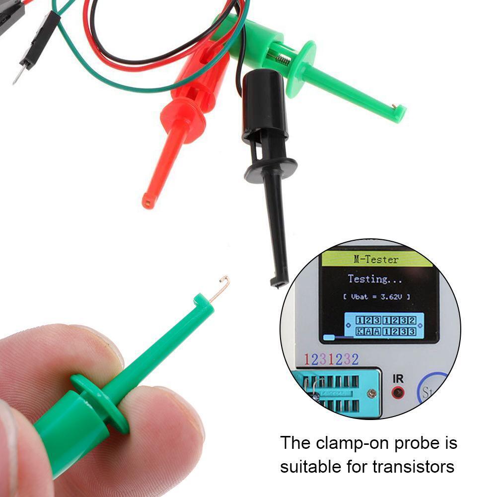 3pcs Test Hook Testing Clip Transistor Tester with Male Head DuPont Line