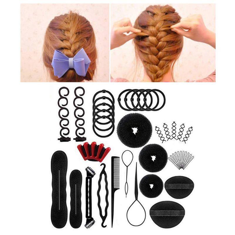 40Pcs/Set Women DIY Hair Styling Accessories Kit Magic Donut Bun Maker Hairpins