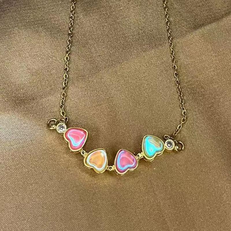 Colourful Shell Necklace Heart Shape Clavicle Chain Choker Jewellery for Women