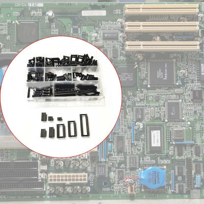 122Pcs 2.54mm Pitch Dual Row DIP IC Sockets Solder Type Adaptor Set 6 to 40pin