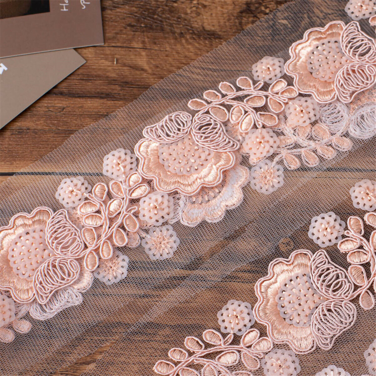 1 Yd Lace Trim Embroidered Ribbon Applique DIY Sewing Dress Clothes Fabric Decor