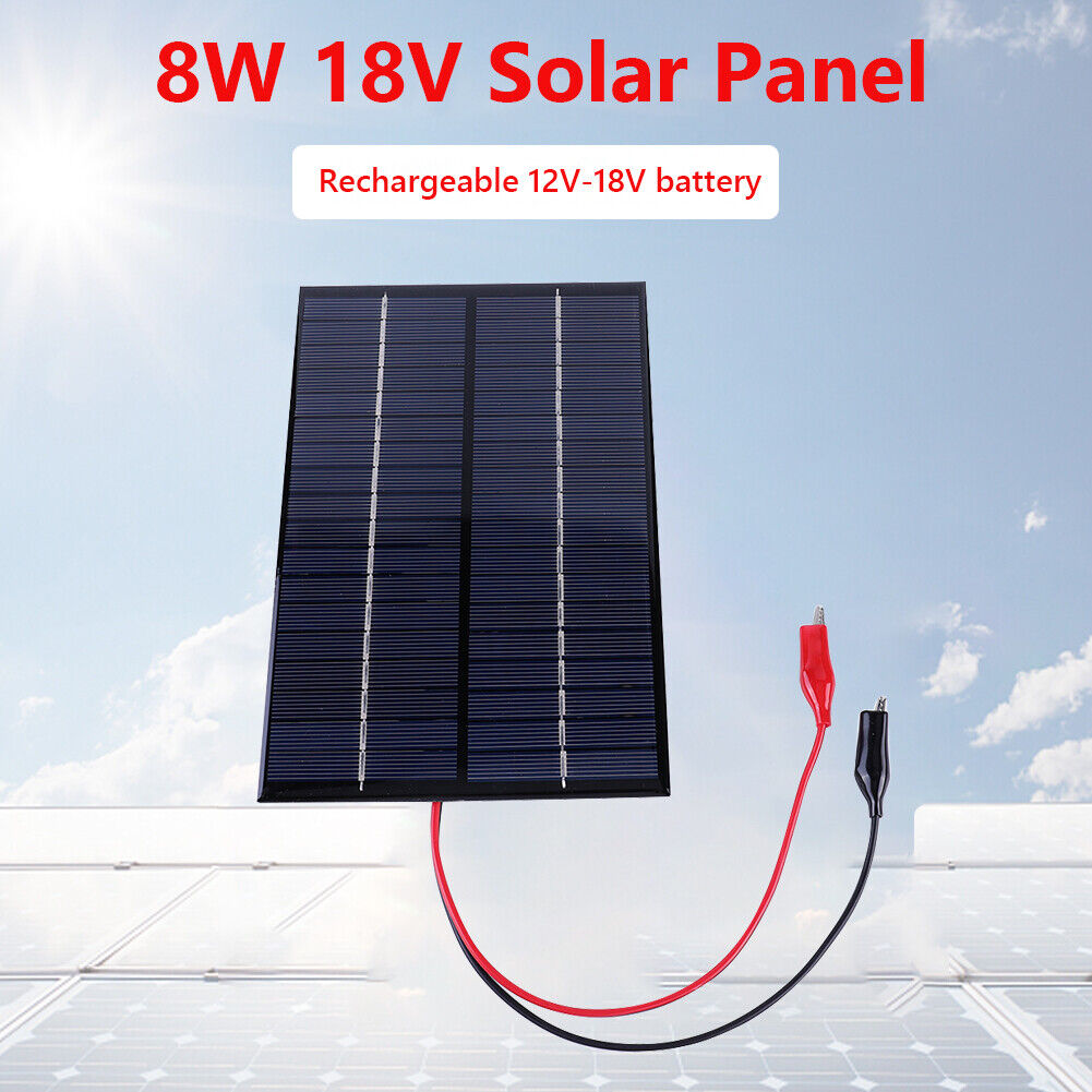 Waterproof Solar Panel 8W 18V Polycrystalline Board Portable DIY Solar Cell