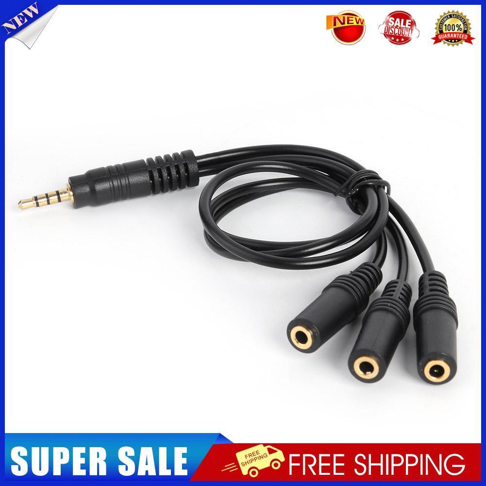 3.5mm 4-Pole Plug to 3 Way Stereo Audio Headphone Splitter Adapter Cable