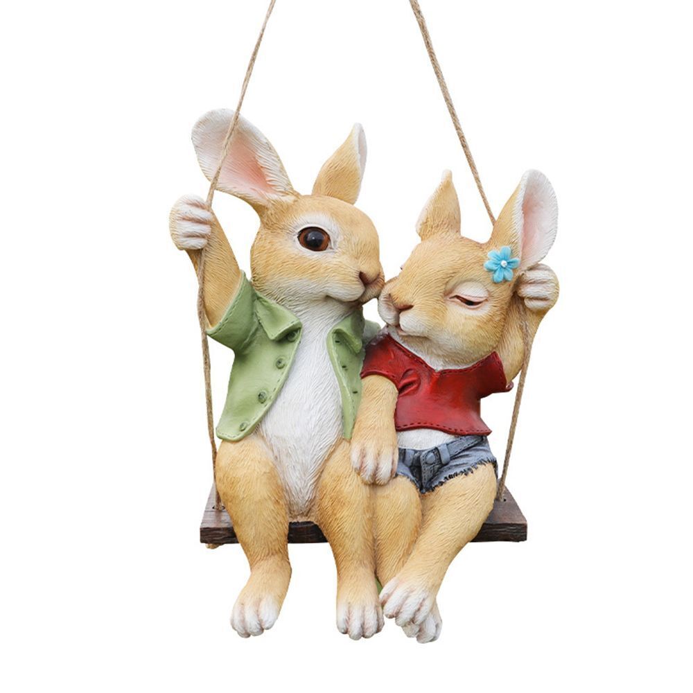 Sculptures Swing Rabbit Rabbit Statue Garden Decoration Household Ornament