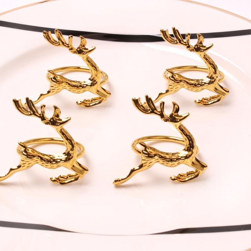 12 Pieces Chic Elk Napkin Ring Cute Christmas Deer Napkin Rings Holder Buckles