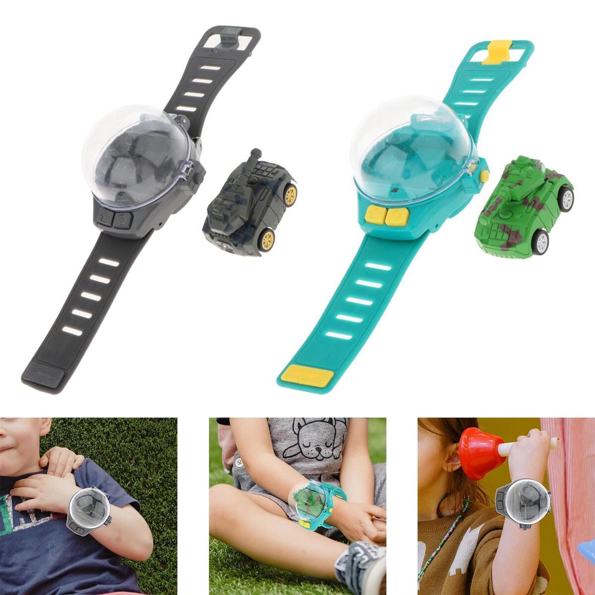 2pcs 2.4G Mini Cartoon RC Small Car Analog Watch for Toddlers Children Gift