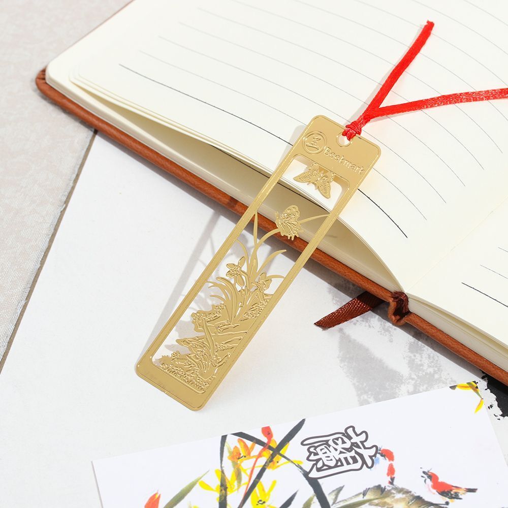 Chinese Style Stationery Book Clip Hollow Out Pagination Mark Brass Bookmark