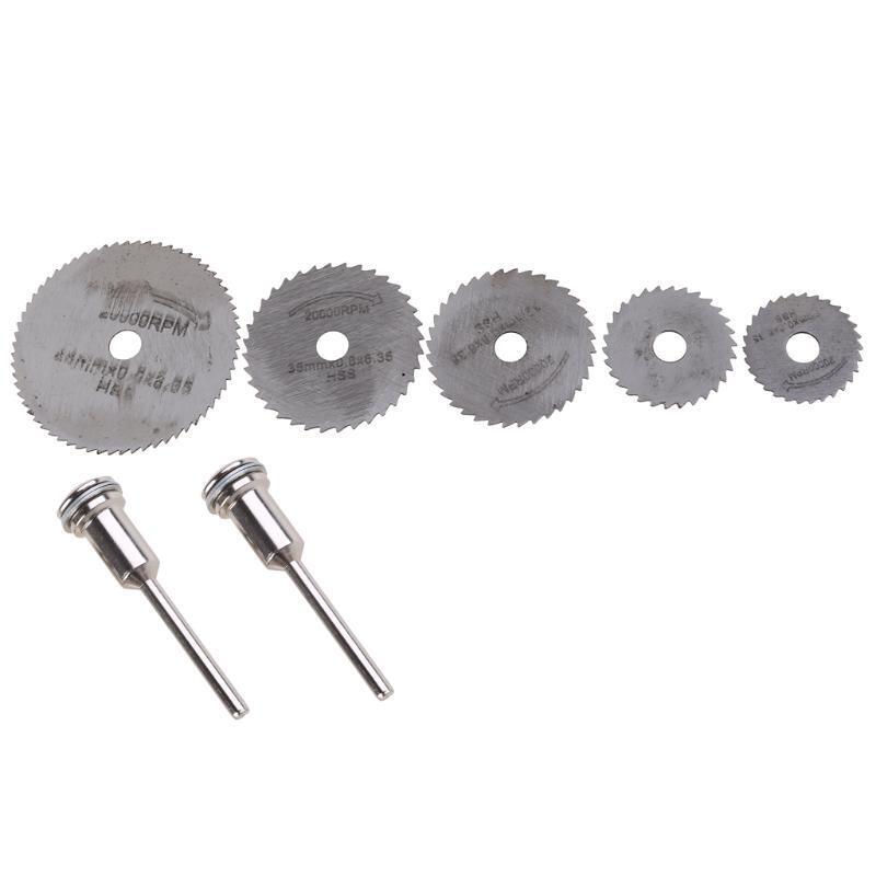 7Pcs HSS Circular Wood Cutting Saw Blade Disc Mandrels fr Rotary Tool New