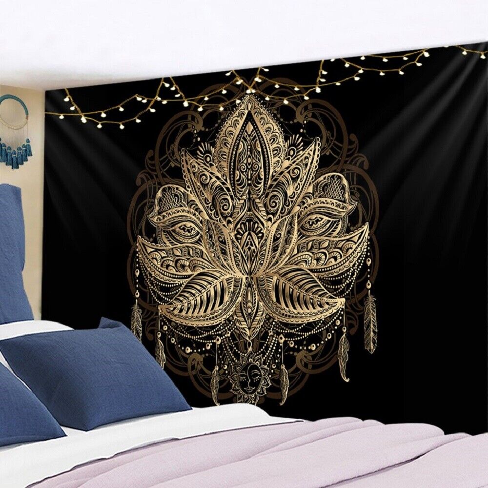 Flower Tapestry Wall Hanging Carpets Bedspread Throw Cover Mat (200X145cm)