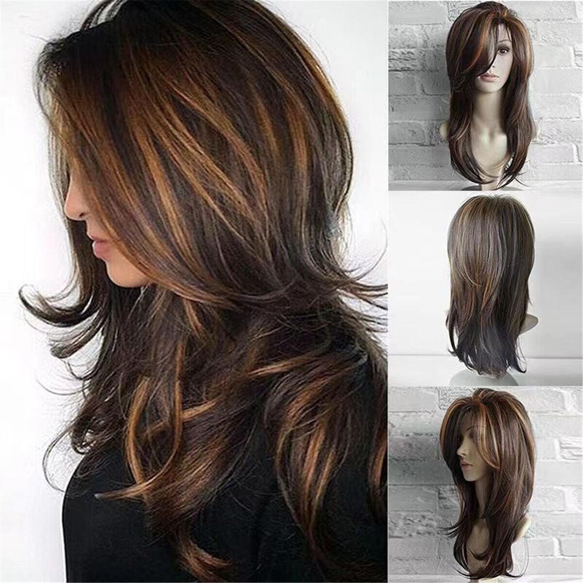 Synthetic Wig Long Layered Shoulder Length Wig Light Brown Wig Synthetic Hair