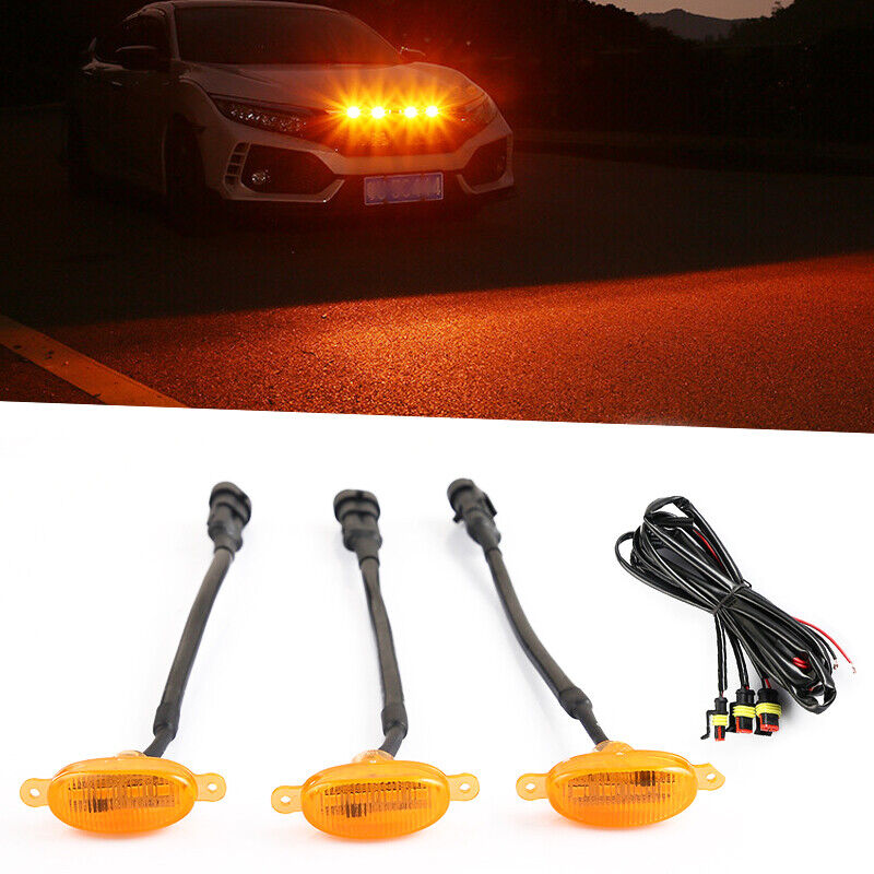 Front Grille Amber LED Lamp Running Light Yellow Fit for Ford F-150 Raptor