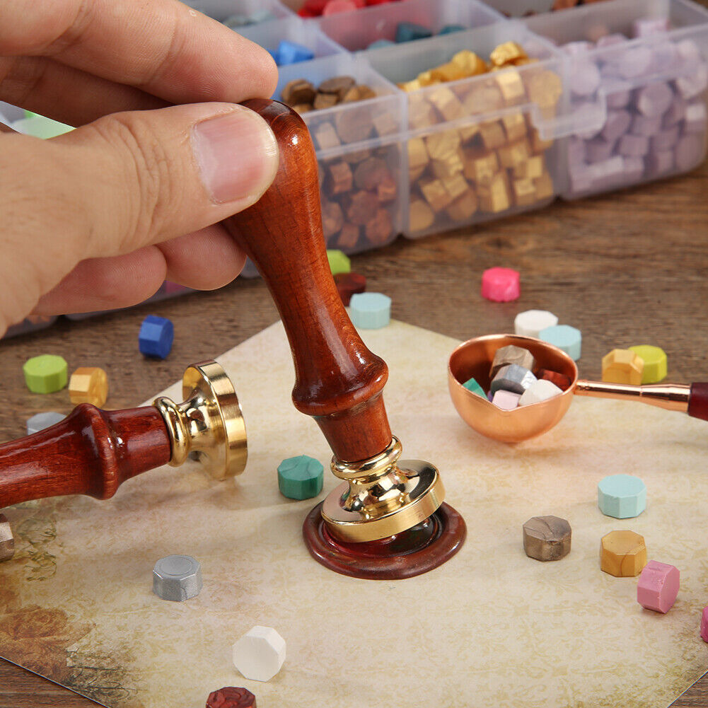 Fire Paint Seal Set Sealing Wax Stamp DIY Stamps Cards Craft with Ribbons
