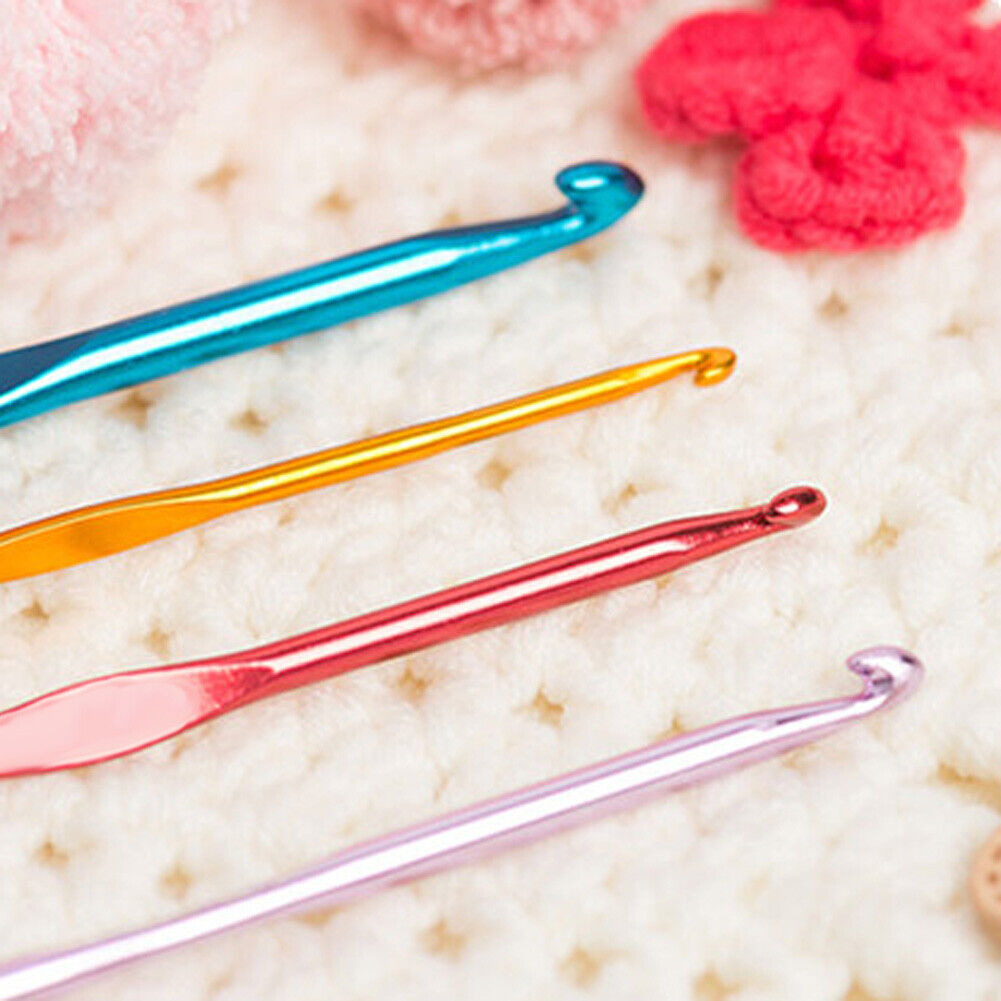 22pcs Set Multi-colour Aluminum Crochet Hooks Needles Knit Weave Craft Yarn