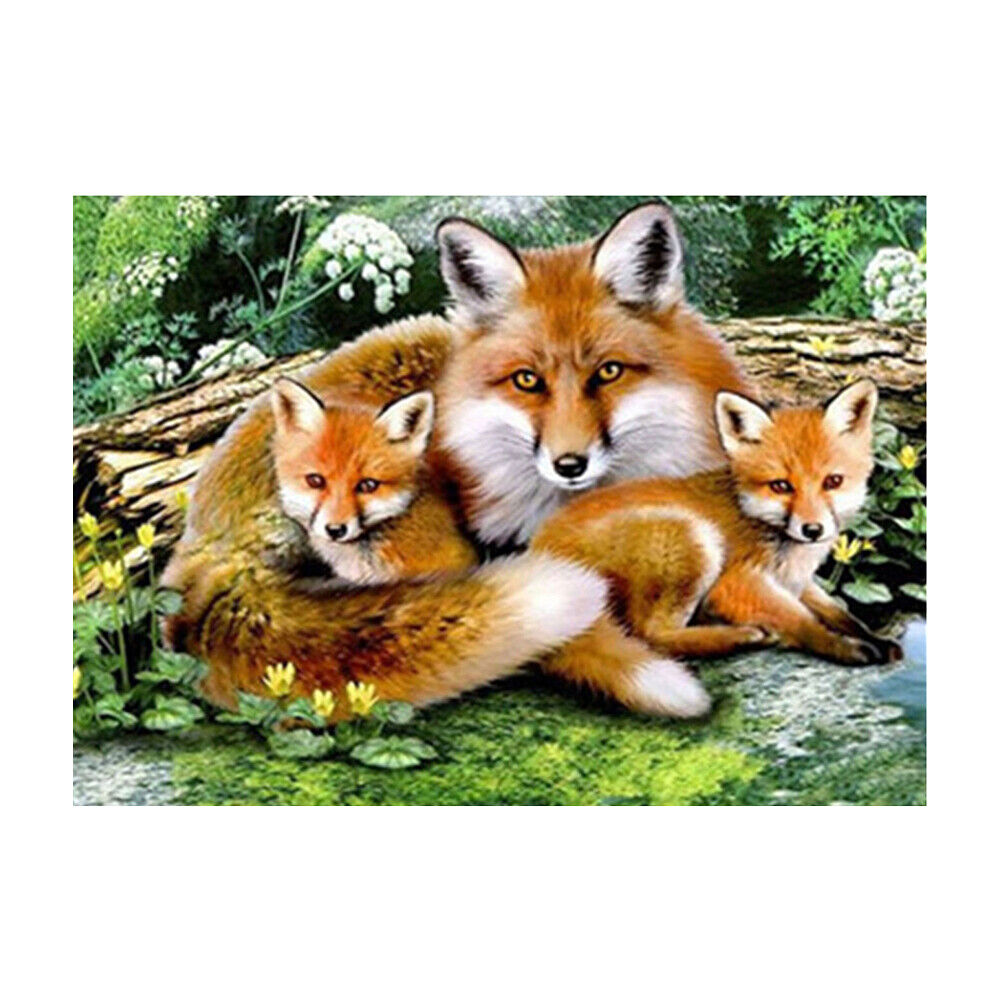 Fox Family 5D Diamond Painting Cross Stitch Kit Home Decor Craft Needlework