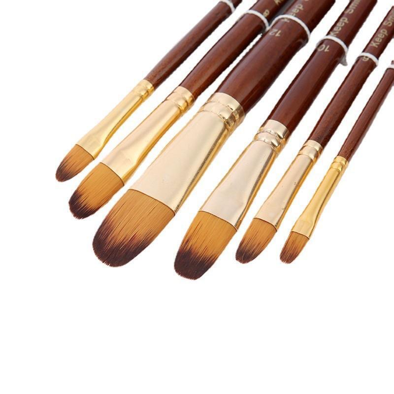 6 Pcs Nylon Hair Painting Brush Set Professional Painting Paintbrushes Kits