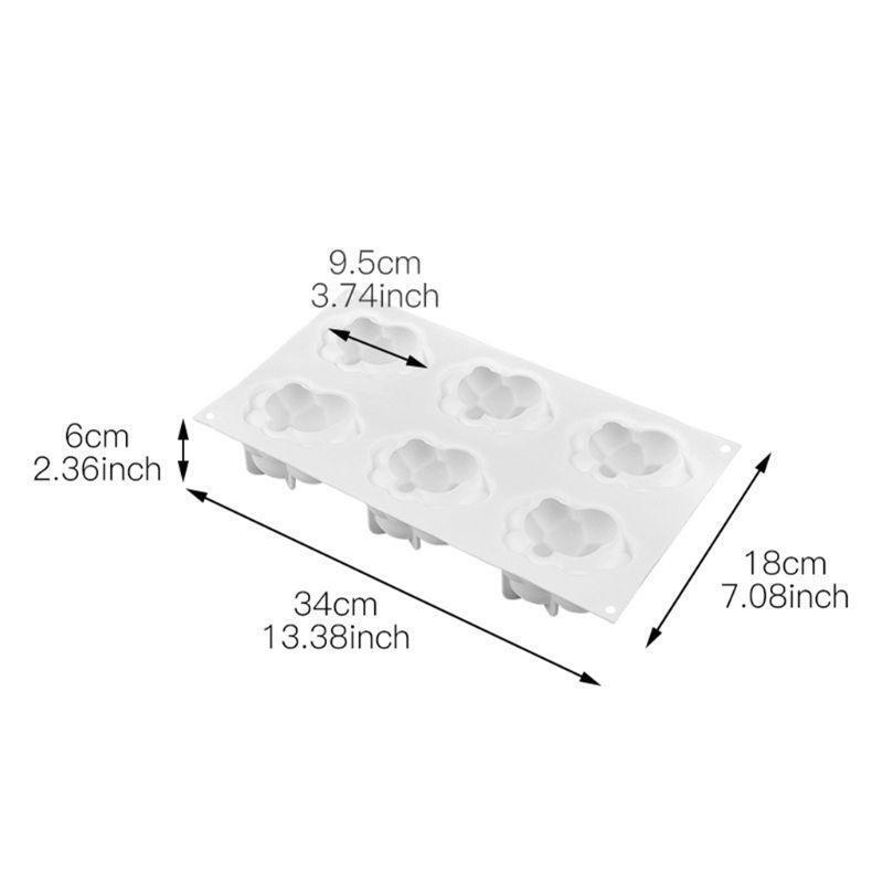 Cloud Cake Mold Silicone Mousse Moulds Square Bubble Molds for Baking 6 Cavities