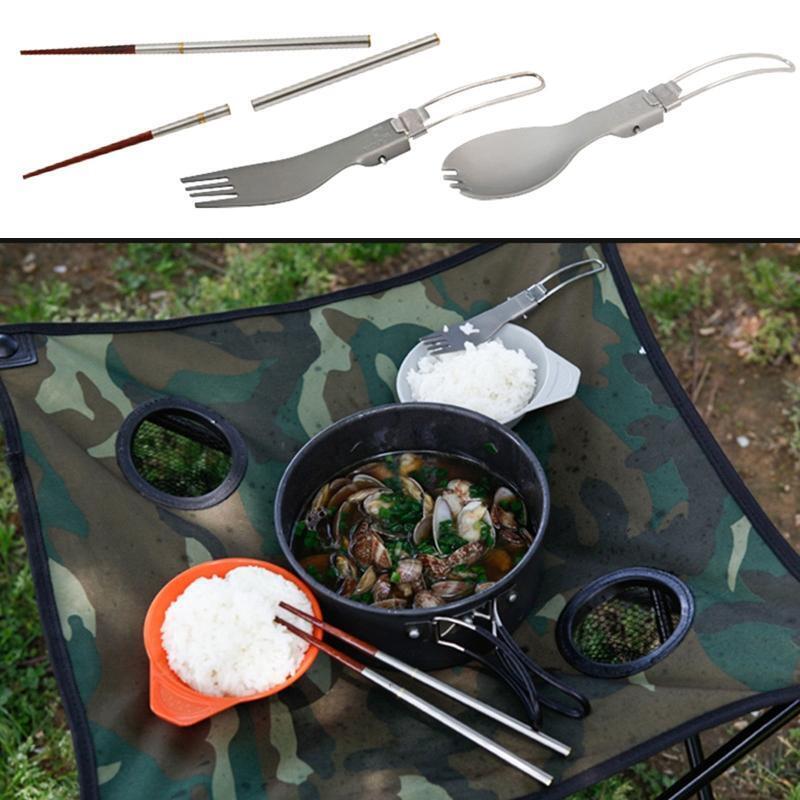 3 pcs Folding Dinner Flatware Utensils Stainless Steel Camping Picnic Durable