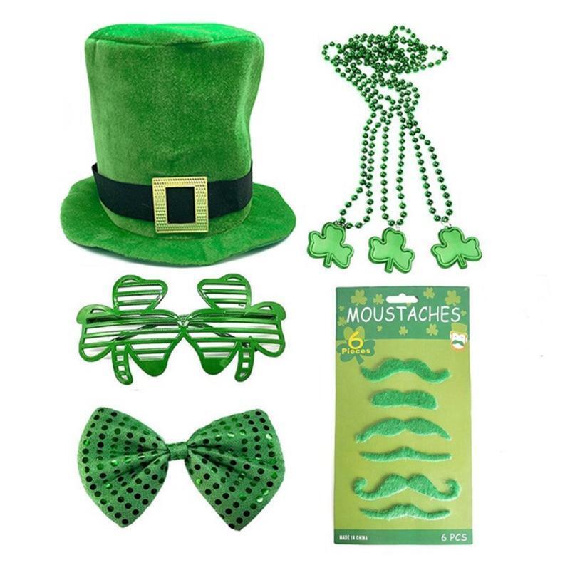 Saint Patricks Day Accessories Kit Irish Festival Costume Set Shamrock Hat
