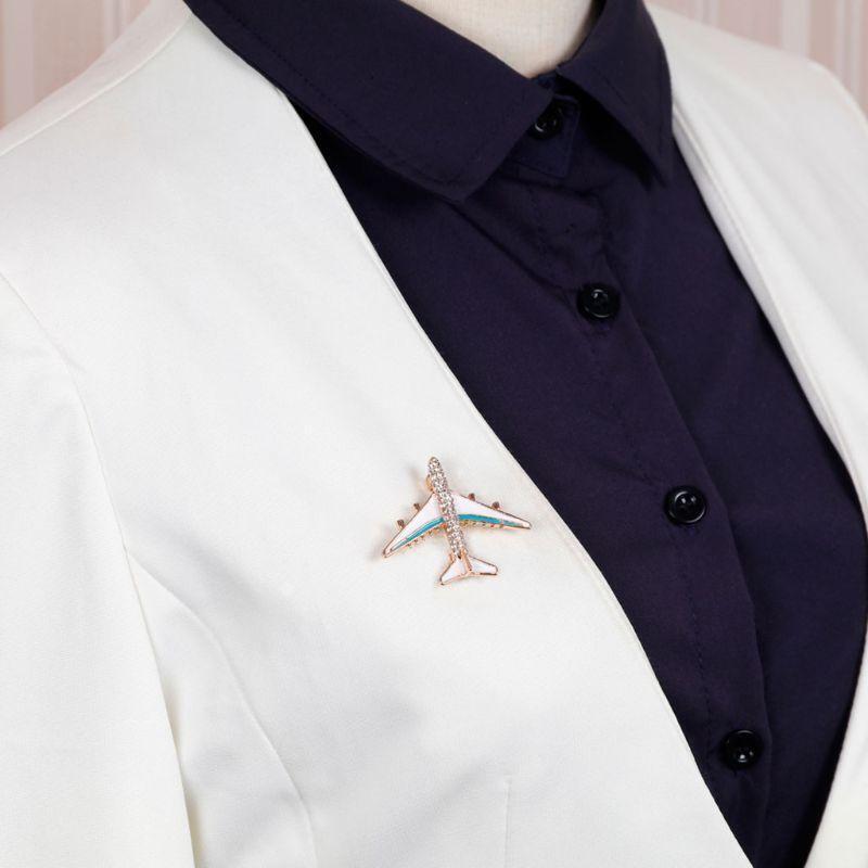 Creative Plane Brooch Airplane Enamel Charms Badge Banquet Scarf Pins for Teens
