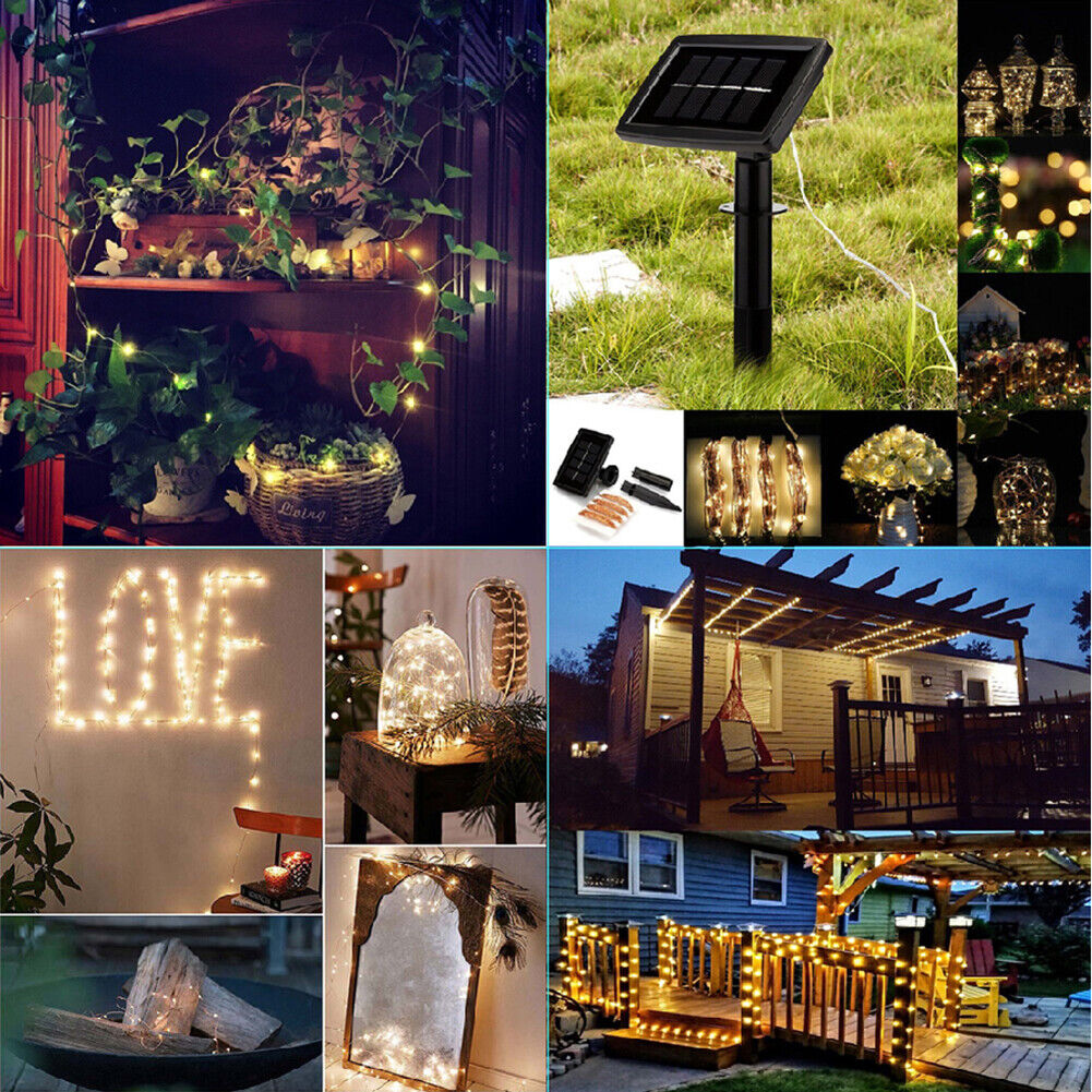 100 LED Solar Light Outdoor String Lamp Fairy Waterproof Garland Decor