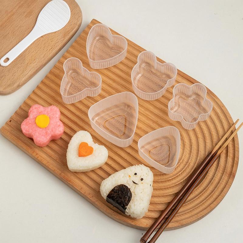 6 Pieces PP Sushi Moulds Press Rice Ball Making Reusable Easy to Operation