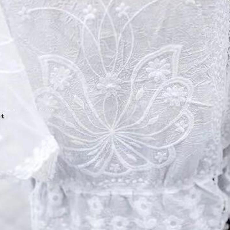 Women Embroidery Floral Lace Shirt Batwing Sleeve Ruffle Loose Chiffon Blouse