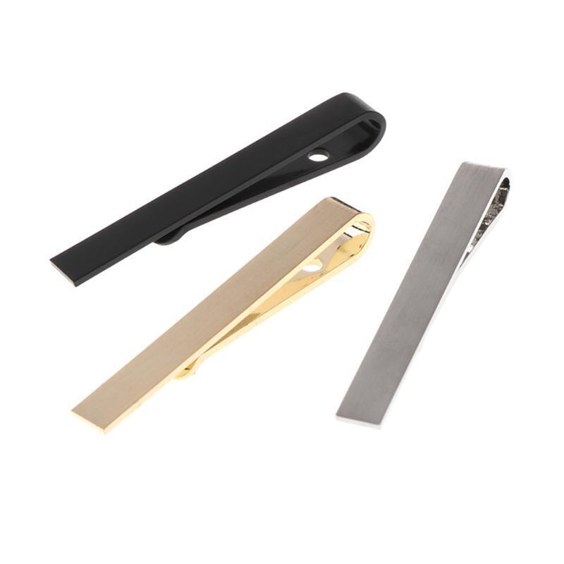 3pcs Men Tie Clips Mixed Color Bar Alloy Skinny Simple Style Business Accessory