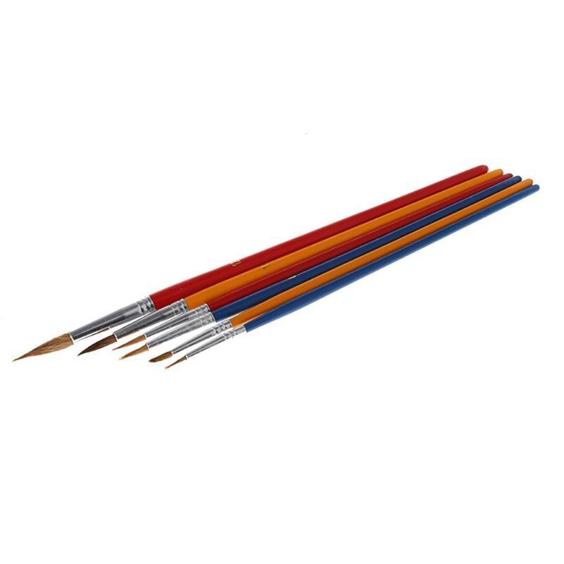6pcs Two Type Wooden Nylon Painting Drawing Oil Paint Artist Practice Brushes