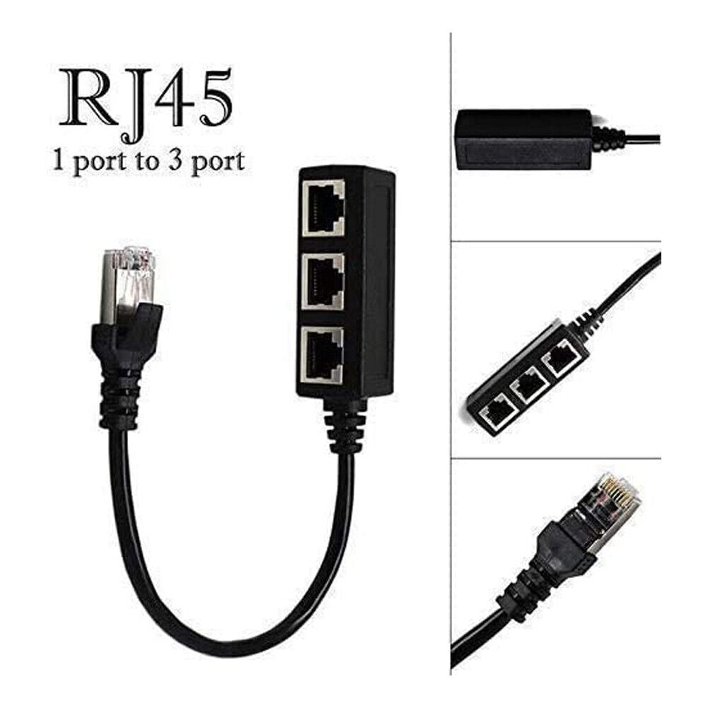1 Male to 3 Female RJ45 Ethernet Splitter Cable Super Cat5 Cat5e Cat6 Cat7