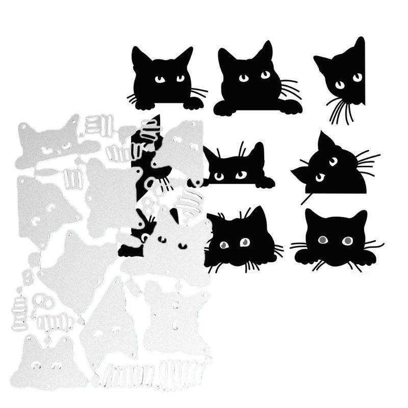 Craft Card Making Embossing Stencil DIY Printing  Carbon Steel Mould Cute Cat