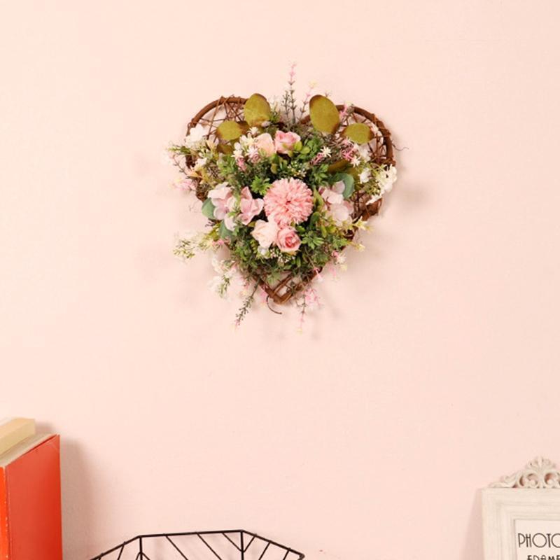 Spring Heart-shape Wreath Vine Flowers Design Indoor Outdoor Summer Decoration