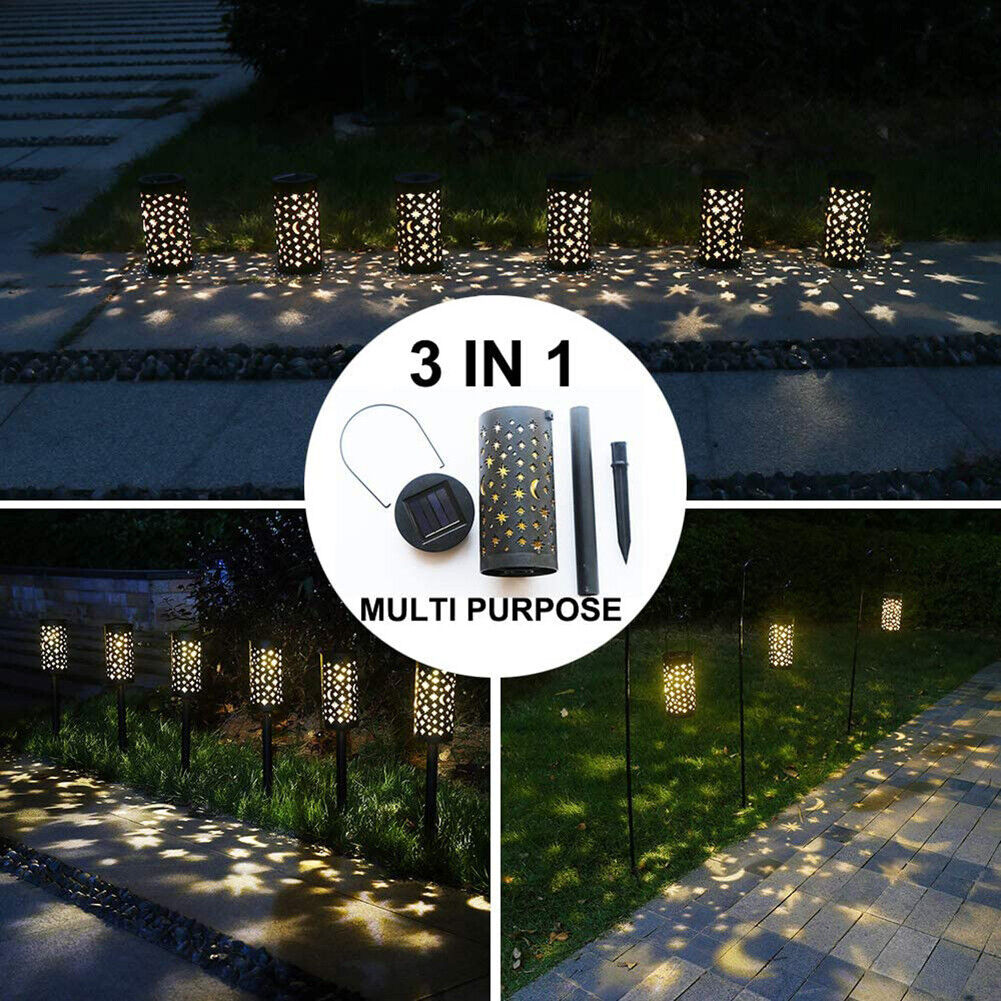 LED Solar Lanterns Moon Star Hollow Outdoor Garden Yard Patio Decorations