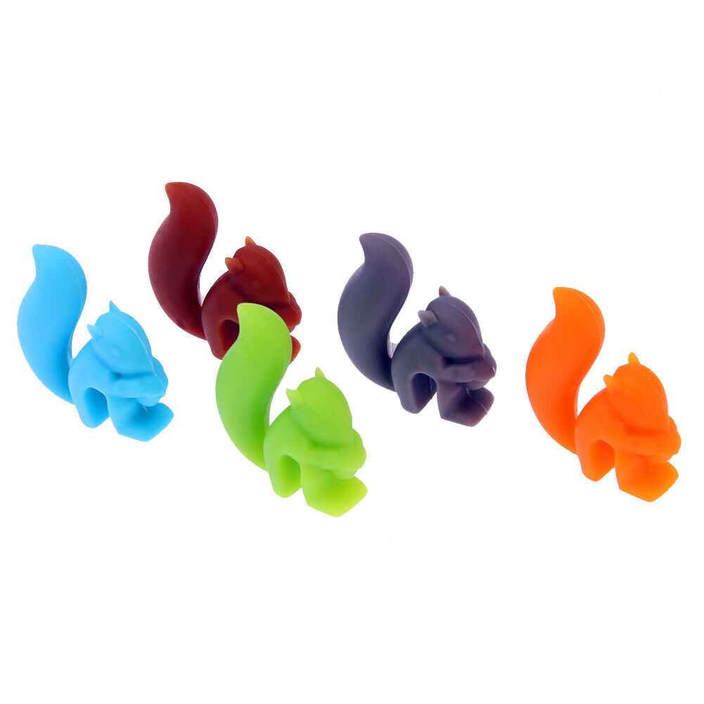 5pcs Silicon Squirrel Suction Cup Wine Glass Recognizer Label Marker